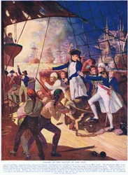 Nelson i slaget ved Nilen, illustrasjon fra Hutchinson