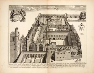 New College, plate 19 fra Oxonia Illustrata av David Loggon, Oxford 1675