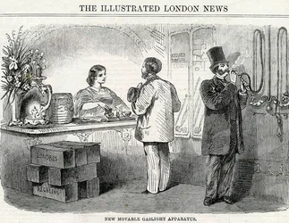 Nytt flyttbart gassbelysningsapparat, hentet fra London Illustrated News