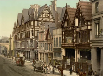 Newgate Street, Chester (håndfarget bilde)
