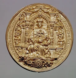 Forsiden av seglet til Henry VIII (1491-1547) (gull) (se 181809 for bakside)