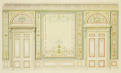 Utsmykkede dører og veggdekorasjoner, i stil med Robert Adam (1728-92)