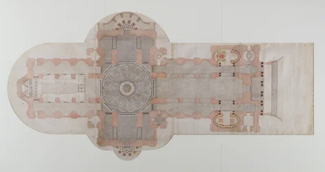 Asfalteringsplan for St. Pauls Cathedral, som utført, ca. 1710 (penn- og blekkvask på papir)