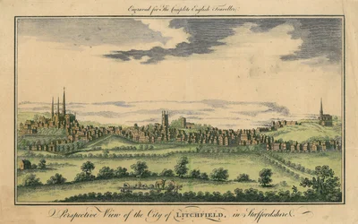 Perspektiv utsikt over byen Lichfield, ca. 1795-98