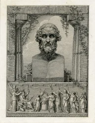 Pindar, eldgammel gresk lyrisk poet (ca. 522-c. 433 f.Kr.) (gravering)