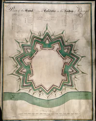 Plan over Citadel of Calcutta og Fort William, East India Company