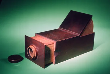 Bærbar camera obscura med skyvbar kasse, ca. 1800