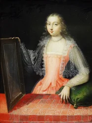 Portrett av Elizabeth Vernon, grevinne av Southampton (olje på panel)