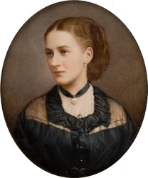 Portrett av Lady Ida Lumley, Viscountesse Newport 1870 etterpå grevinne av Bradford (1848-1936), ca. 1868-1936 (håndfarget fotografi)