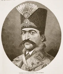 Portrett av Nasser-ed-Deen, Shah of Persia, illustrasjon fra Cassells Illustrated History of England