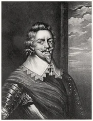 Portrett av Patrick Ruthven, jarl av Brentford (ca. 1573-1651) gravert av Richard Earlom (1743-1822) og Charles Turner (ca. 1773-1857) fra Illustrious Characters in British History (mezzotint) (bw phot)