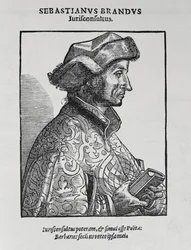 Portrett av Sebastian Brant (ca. 1458-1521) fra The Narrative and Critical History of America, redigert av Justin Winsor, London, 1886