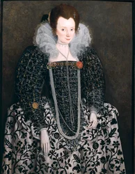 Portrait of a Woman, tradisjonelt identifisert som Mary Clopton (født Waldegrave) fra Kentwell Hall, Suffolk, ca. 1600