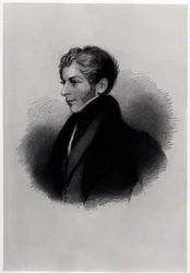 Portrett av jarlen av Clare, fra illustrasjoner til Lord Byrons liv og verk, bind II, av E.F.Fuden, 1833-34