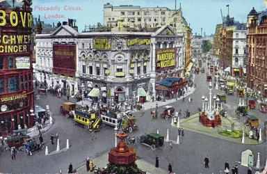 Postkort som viser Piccadilly Circus ca. 1928