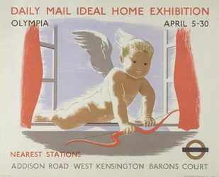 Plakat for Daily Mail Ideal Home Exhibition på Kensington Olympia, London, 1938 (farge litho)