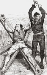 Fange som tortureres på Andreaskorset, ca. 1865