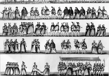 Prosesjon ved dåp av prins Arthur, sønn av Henry VII, gravert i 1782
