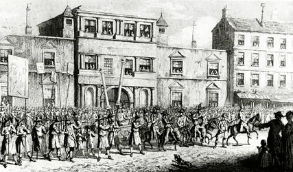 Prosesjon fra 1741 i London som håner frimurere, 1843