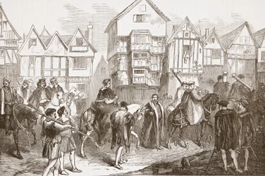 Procession of Wolsey til Westminster Hall, illustrasjon fra The History of Protestantism av James Aitken Wylie (1808-1890), pub. 1878