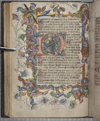 Psalter med Sarum brukskalender, Fol 40 verso, ca. 1425-75 (blekk, maling og gull på vellum)