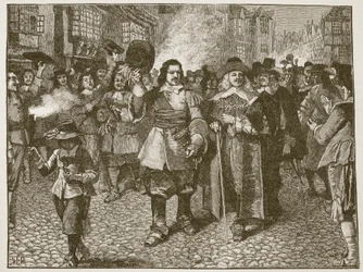 Mottak av Monck i City of London, illustrasjon fra Cassells Illustrated History of England (sepiafoto)