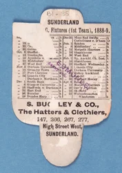 Baksiden av Cant be Beaten. Spill Up Sunderland. Buckleys hatter