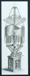 Revolving Dioptric Apparatus for a Lighthouse, fra Cyclopaedia of Useful Arts & Manufactures redigert av Charles Tomlinson, ca. 1880-tallet