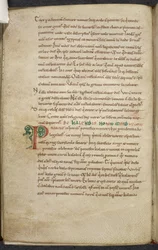 Royal 13. A.XI, f.47vInitial P.De temporum ratione.Bede den ærverdige.Diverse verk om databehandling og astronomi.1000-1100-tallet