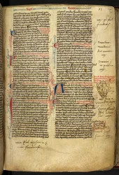 Royal 14 C.VII ff.86v Kantdekorasjon med våpenskjold av Richard Løvehjerte, illustrasjon fra 