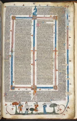 Royal MS 10 IV f.294r middelalderfigurer og marginaldekor, illustrasjon fra 