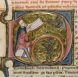 Royal MS 6E VI fol.535v A Magician Summoning Demons, fra 