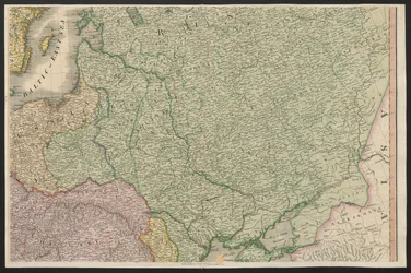 Russland, fra Europa, som beskriver alle endringene i territoriet, sammen med deres avvik i grenselinjene til dets flere imperier og stater som ble enige om og bekreftet av den definitive traktaten i Paris, 20. november 1815, publisert 1816 (farget graveri