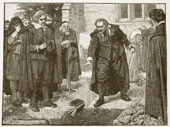 Scene ved begravelsen til Chillingworth, illustrasjon fra Cassells Illustrated History of England (sepiafoto)