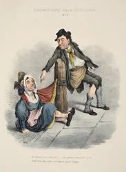 Utvalg fra Seymour: nr. 2, Why Sarah your full! Jeg skammer meg ganske. Vell stemmer oddsen, så lenge du er fornøyd, pub c. 1840 (håndfarget gravering)