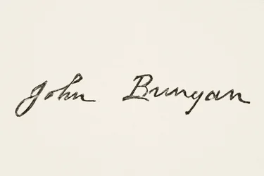 Signatur av John Bunyan, fra The National and Domestic History of England av William Hickman Smith Aubrey (1858-1916) utgitt London, ca. 1890