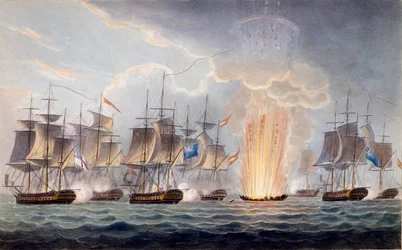 Sir Graham Moores trefning utenfor Kapp St. Mary, 5. oktober 1804, fra The Naval Chronology of Great Britain av J. Ralfe