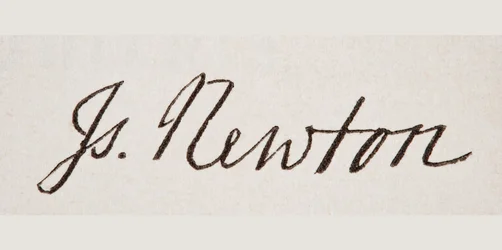 Sir Isaac Newtons signatur, fra 