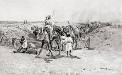 Salomo sender gaver til Hiram I, den fønikiske kongen av Tyrus, fra Hutchinsons History of the Nations, pub.1915