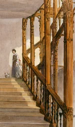 Sørtrapper, Audley End House, slutten av 1800-tallet (akvarell på papir)