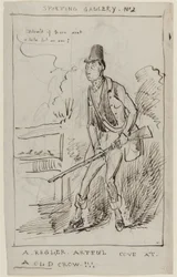 Sportsgalleri nr. 2, A Regler, Artful Cove at a Old Crow, ca. 1825 (penn og blekk på papir)