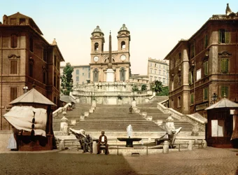 Sta. Trinita dei Monti, Roma (håndfarget bilde)