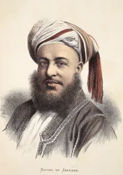 Sultan of Zanzibar, illustrasjon fra The Pictorial Edition of the Life and Discoveries of David Livingstone av J. Ewing Richie, pub. av A. Fullarton & Co., 1876