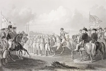 Overgivelse av Lord Cornwallis i Yorktown, Virginia, 19. oktober 1781, fra 
