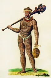Tatovert mann fra Marquesas-øyene, 1843