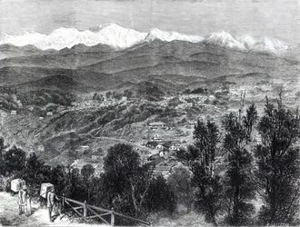 Tedyrking i Britisk India - Utsikt over Darjeeling fra sør, 1876