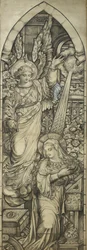 The Annunciation, verksted til Heaton, Butler & Bayne, ca. 1900 (svart fargestift og wc forhøyet med hvitt)