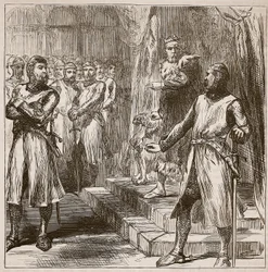 Baronene gjør opprør mot kongen, illustrasjon fra Cassells Illustrated History of England (sepiafoto)