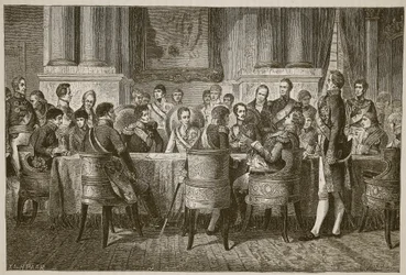 The Congress of Vienna, illustrasjon fra Cassells Illustrated History of England (sepia-foto)