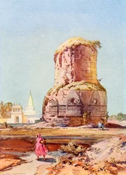 Dhamek-stupaen, Sarnath, Uttar Pradesh, fra Verdens underverker, utgitt ca. 1920 (trykk)